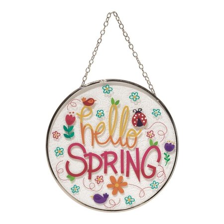 DICKSONS 6 in Suncatcher Hello Spring Glass with Suction Cup SUNCG6